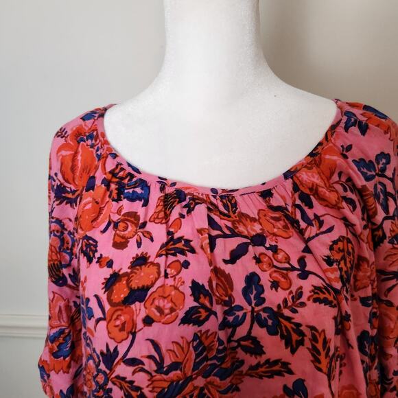 Anthropologie Mabel Mini Dress Sz Small Womens Tiered Floral Boho Peasant Pink - Picture 2 of 11